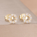 2PCS Fashion Geometry Zirconia Twinkle Star Stud Earrings Shinny