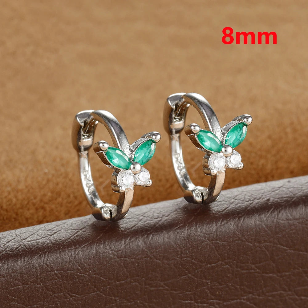 Stainless Steel Zircon Butterfly Minimal Hoop Earrings Gold Huggie