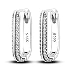 925 Sterling Silver Minimalist Blue Zircon Hoop Earrings Anniversary Gift