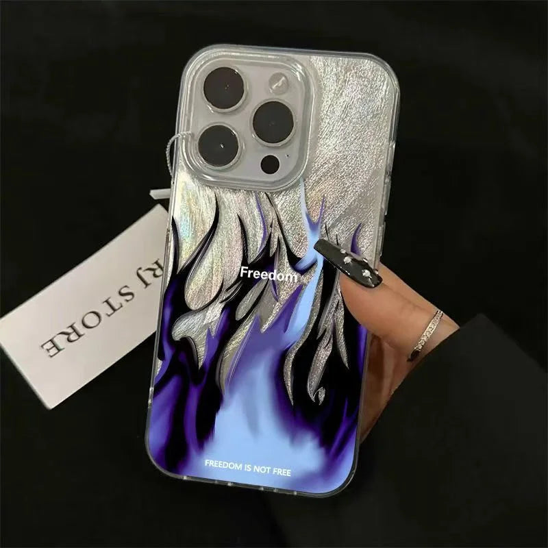 Cool Fire Flame Plated Case for iPhone 17 16 15 14 13 12 11 Pro Max Plus SE