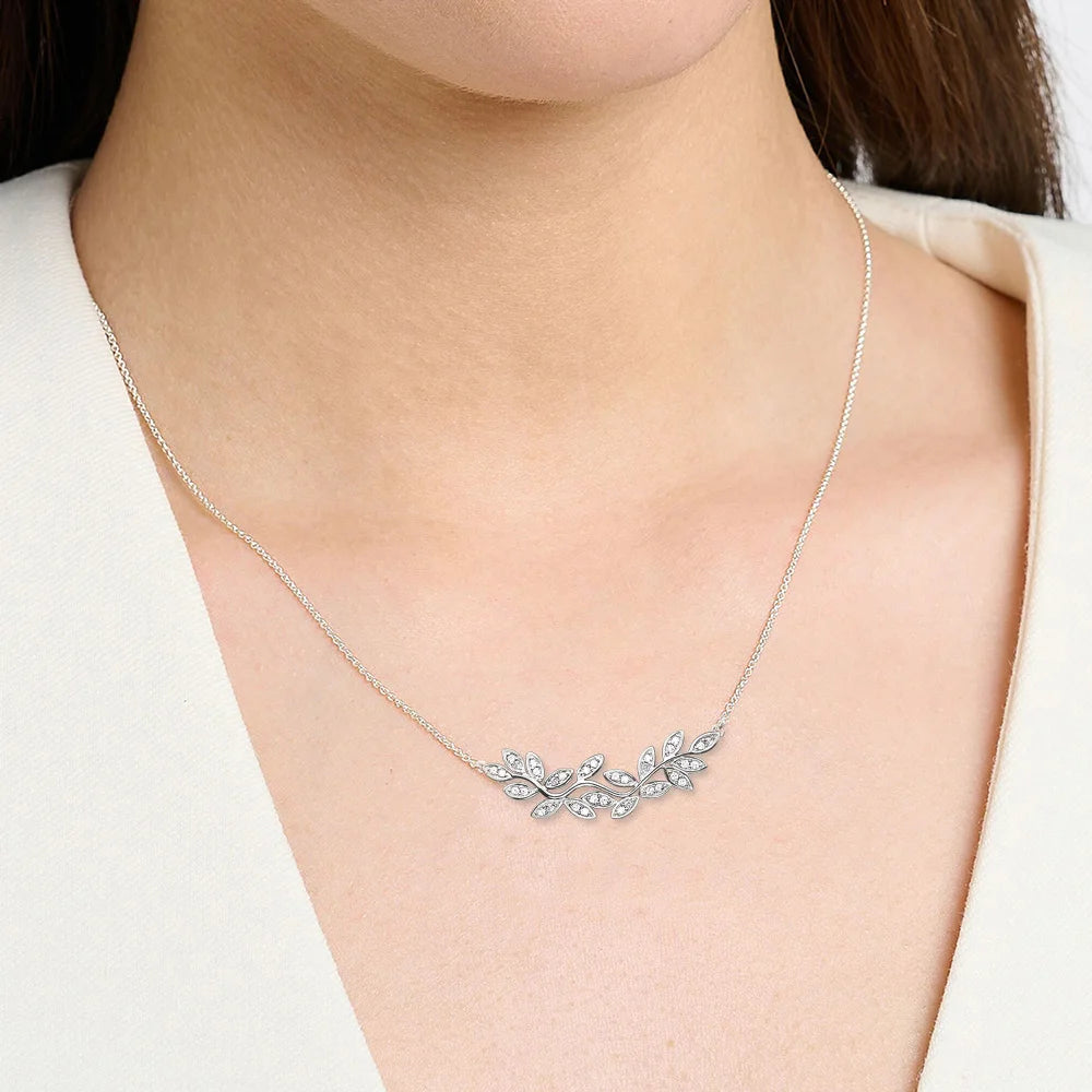 Tendrils Leaves Necklace Link Chain 925 Sterling Silver Romantic Jewellery