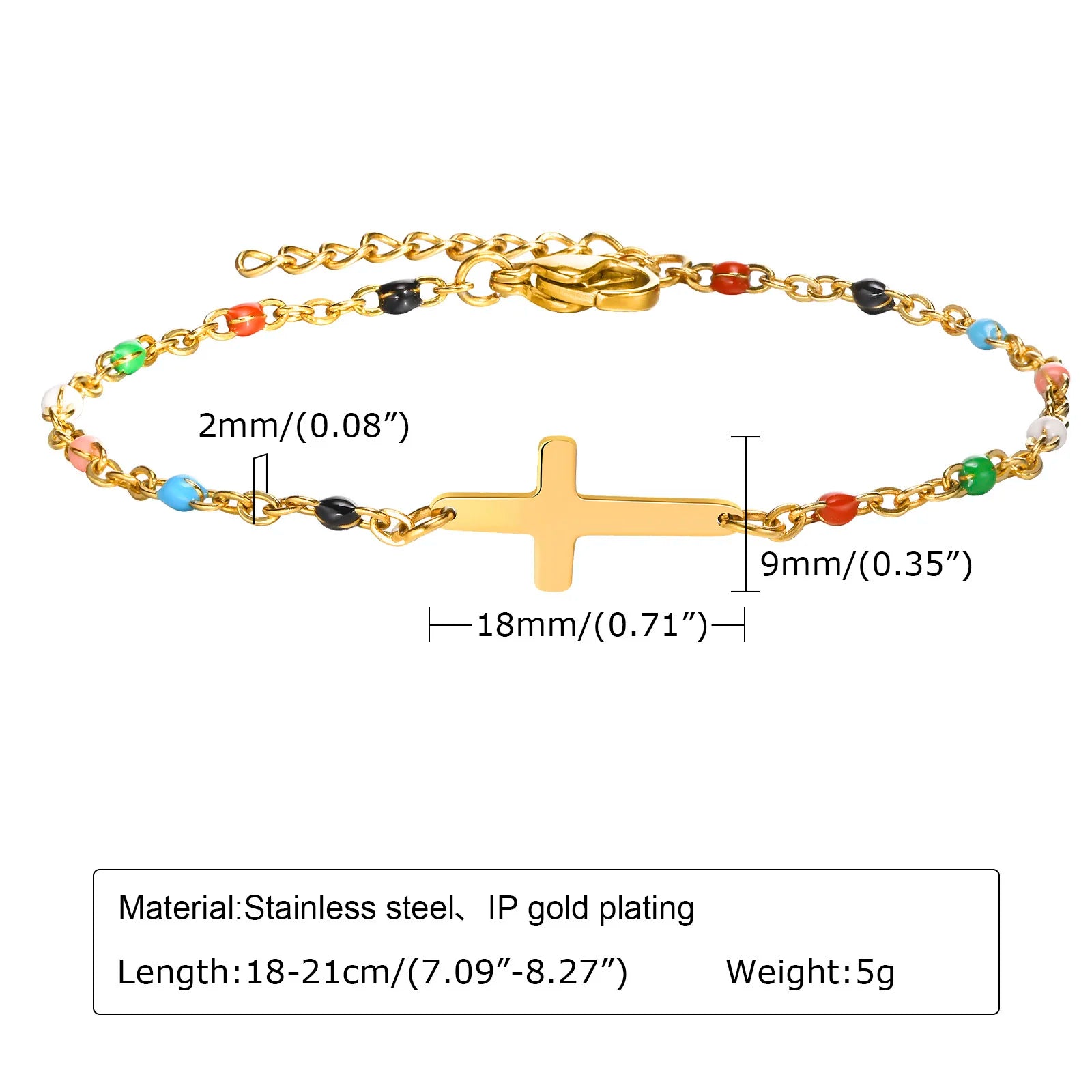 316L Stainless Steel Cross Bracelet for Women, Fashion Adjustable Chain Religious Christian Jewelry