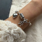 100% Solid 925 Sterling Silver Metal Bracelet for Women Men Vintage Heart Letters Handmade Simple Birthday Gift