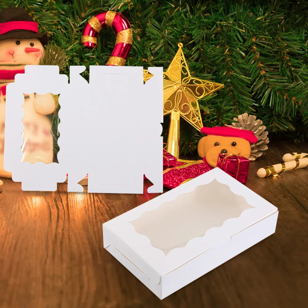 30 Pieces Kraft Bakery Box with Clear Window Cookie Box Bakery Candy Box for Pastry Biscuit Macaron Pie Candy Donuts