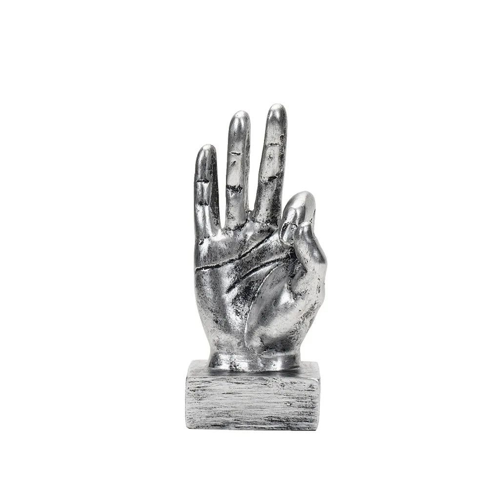 Resin Gesture Hand Finger Figurines Sculpture Retro Ornament Shop Interior Decor