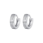 2PCS Stainless Steel CZ Zircon Small Hoop Earrings Men 6mm 8mm 10mm