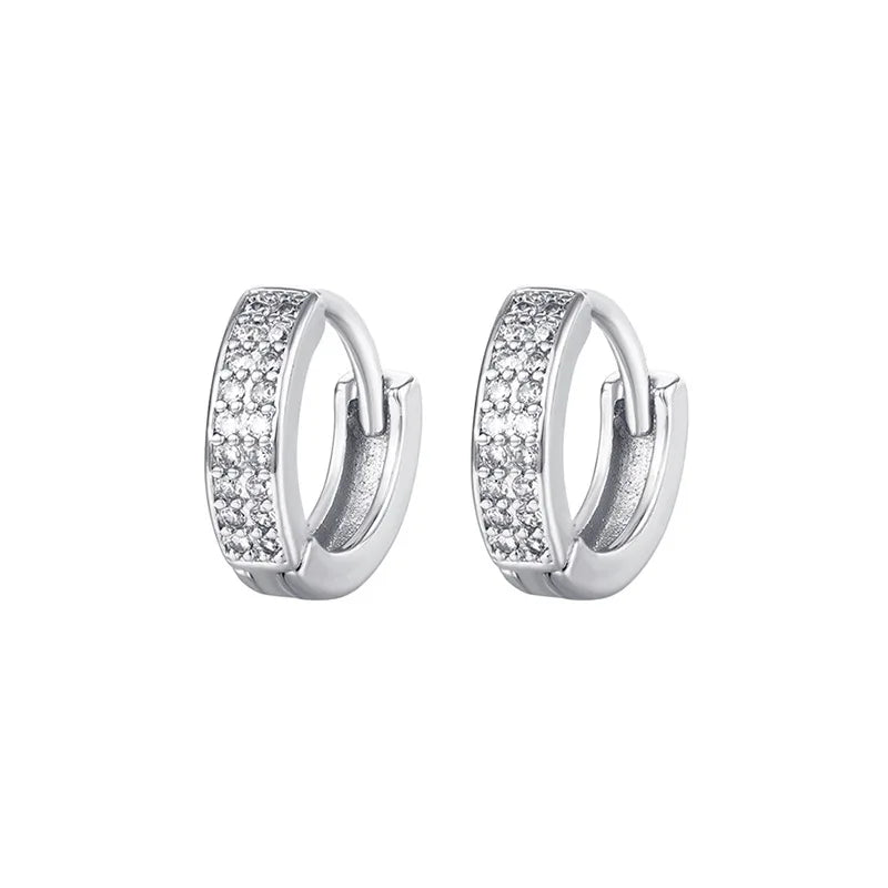 2PCS Stainless Steel CZ Zircon Small Hoop Earrings Men 6mm 8mm 10mm