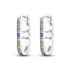 925 Sterling Silver Minimalist Blue Zircon Hoop Earrings Anniversary Gift