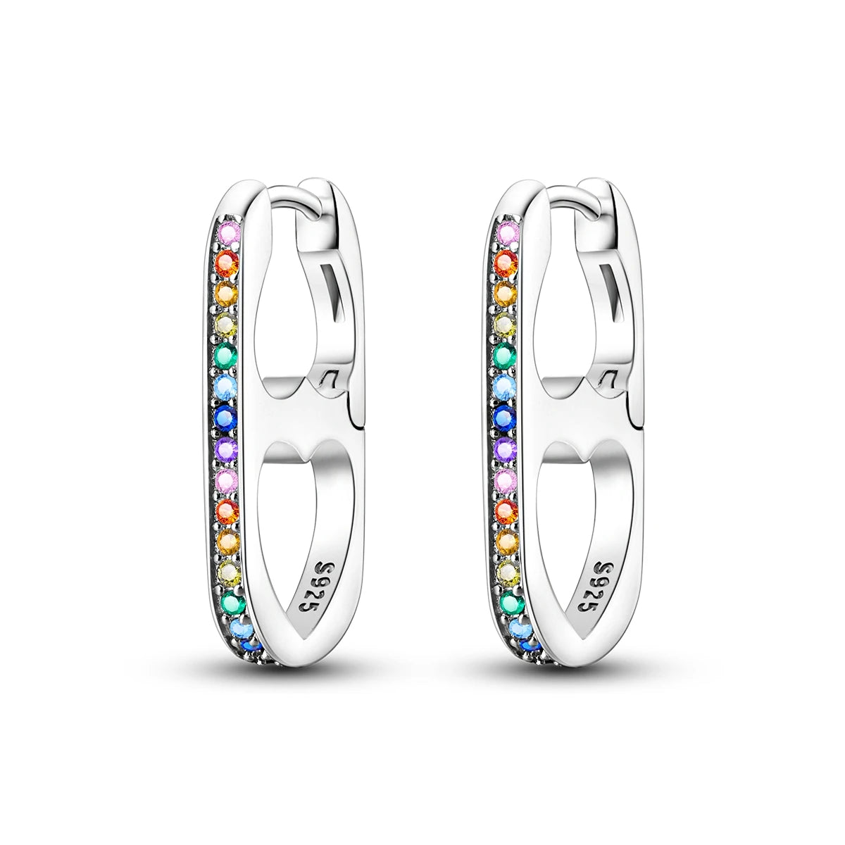 925 Sterling Silver Minimalist Blue Zircon Hoop Earrings Anniversary Gift