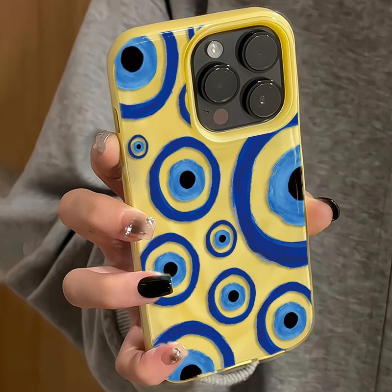 Retro Blue Eye Design Case for iPhone 17 16 15 14 13 12 11 Pro Max Plus Air