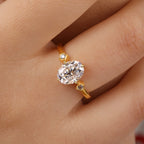2CT Moissanite Oval Ring Lab Diamond S925 Sterling Silver 18k Gold Plated