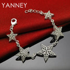 925 Sterling Silver 8-inch Star Bracelet Women Wedding Party Jewellery Gift
