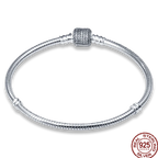 925 Silver 17-20CM Heart Pave Zirconia Original Bracelets Infinity Bracelet Fit DIY Charms Bead Birthday Jewelry Gifts Hot Sale