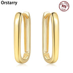 925 Sterling Silver Simple Gold U-shaped Versatile Hoop Earrings Birthday Gift