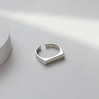 925 Sterling Silver Smooth Surface Rectangle Ring Wedding Engagement Luxury Aesthetic Jewellery