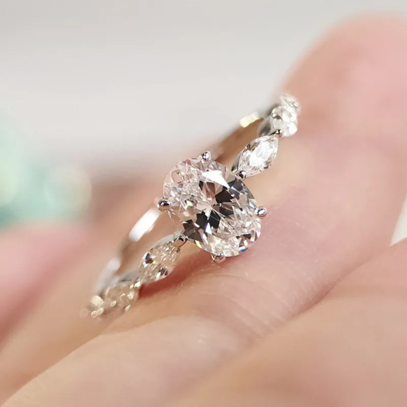 925 Sterling Silver Dainty Ring Small AAA Cubic Zircon Delicate Proposal Ring Wedding Jewellery