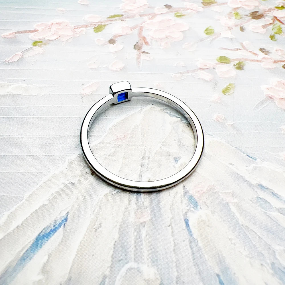 Blue Stone Square Timeless Ring 925 Sterling Silver Romantic Jewellery Women