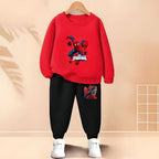 Boys Cartoon Print Pullover and Trousers 2-Piece Thin Casual Tracksuit