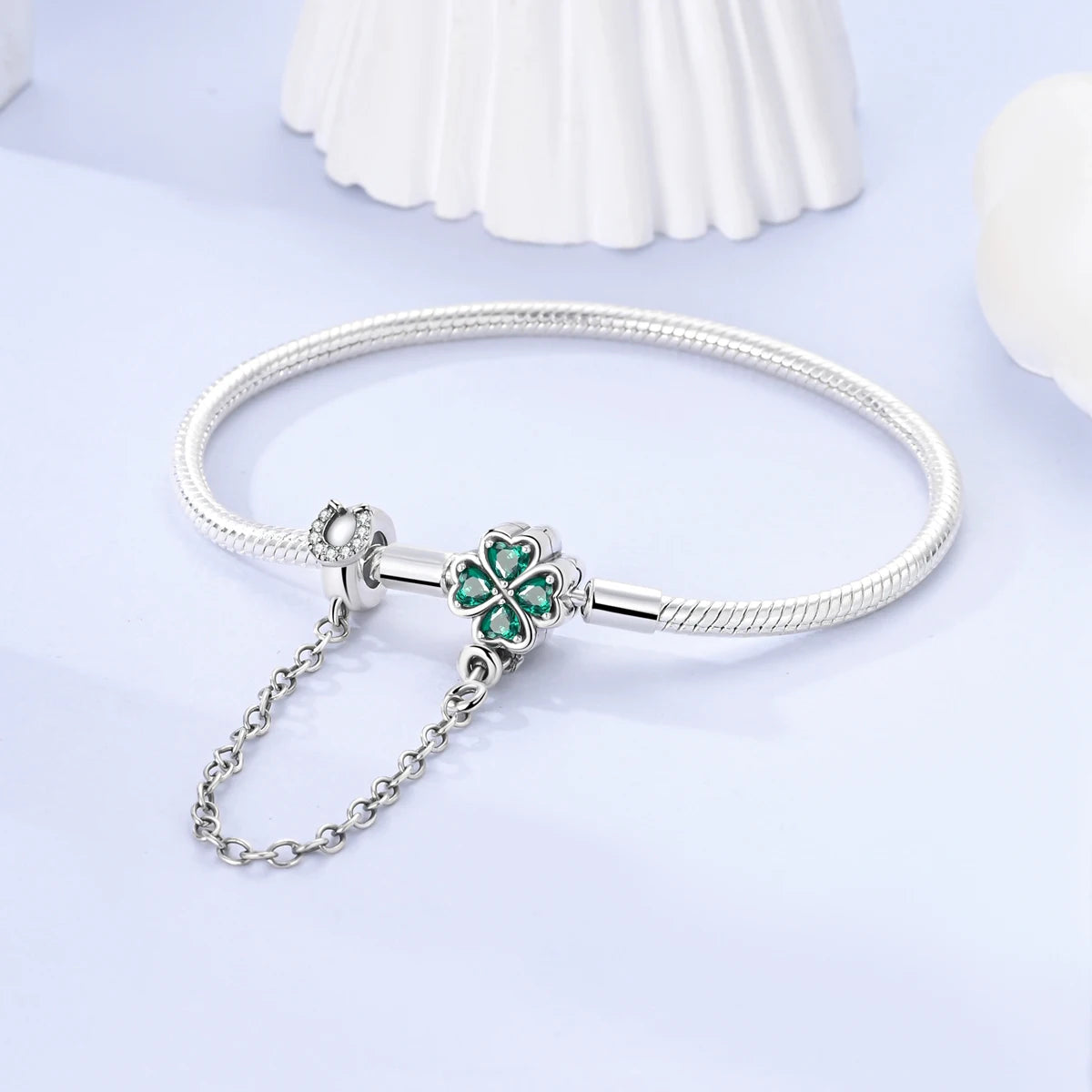 Original 925 Silver Bracelet Original Clover Heart Snake Chain Bracelets Fit Charms Beads Jewelry Gift Diy For Woman Wedding