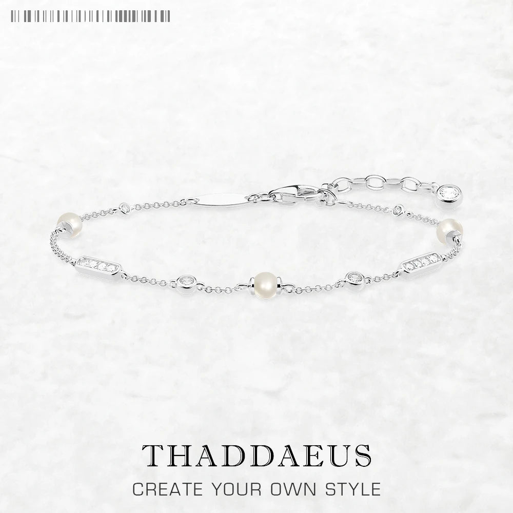 Pearl White Stone Bracelet 925 Sterling Silver Elegant Romantic Jewellery