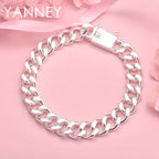 925 Sterling Silver 8-inch 10mm Cuban Chain Bracelet Men Women Hip Hop Gift