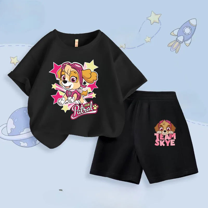 PAW Patrol Girls Short Sleeve T-Shirt and Shorts 2-Piece Summer Set