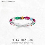 Colourful Stones Royal Ring 925 Sterling Silver Bridal Set Glam Jewellery