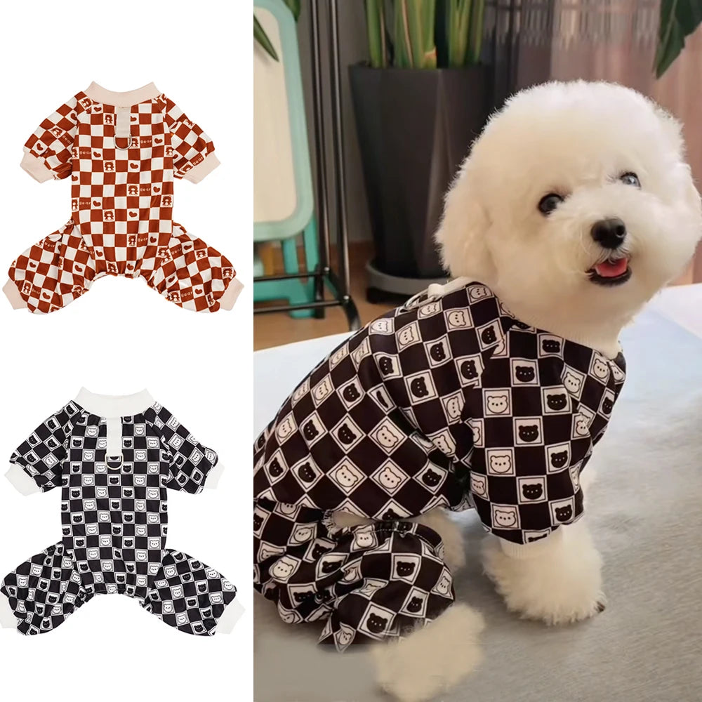 Dog Clothes for All Seasons - Plaid Checkered Pattern Pet Shirt, Breathable Adjustable Puppy Outfit for Small Medium Large Dogs,