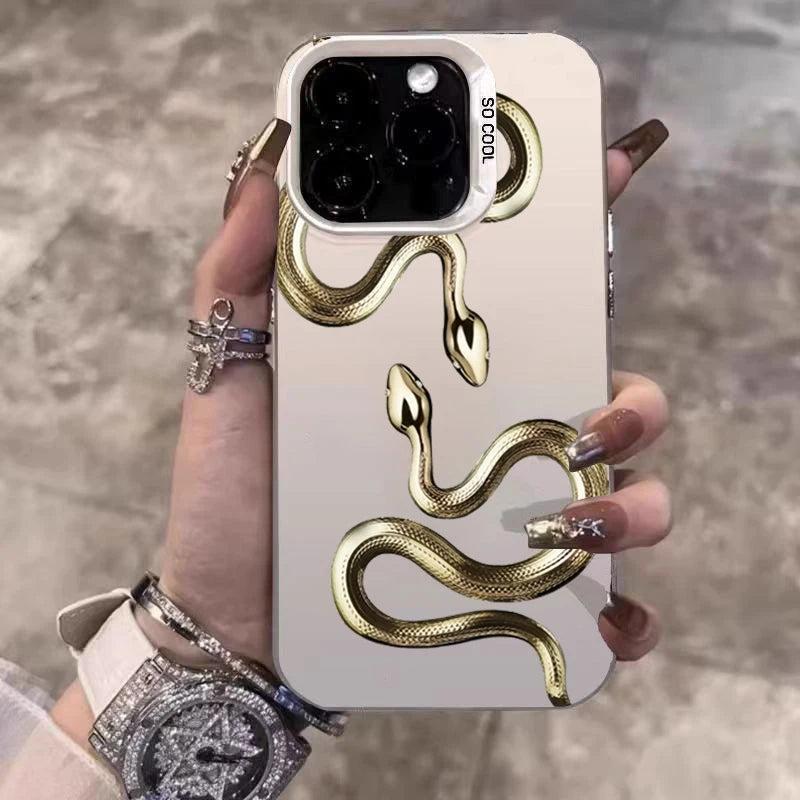 Golden Snake Silver Case for Xiaomi Mi 15 14 13 12 Pro Poco F6 X6