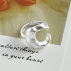 925 Sterling Silver Matte Finish Moon Open Ring Ladies Luxury Jewellery Wholesale Accessory