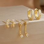 3 Pairs S925 Needle Minimalist Earrings Set Hoop Ear Climber Stack