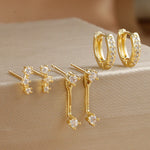 3 Pairs S925 Needle Minimalist Earrings Set Hoop Ear Climber Stack
