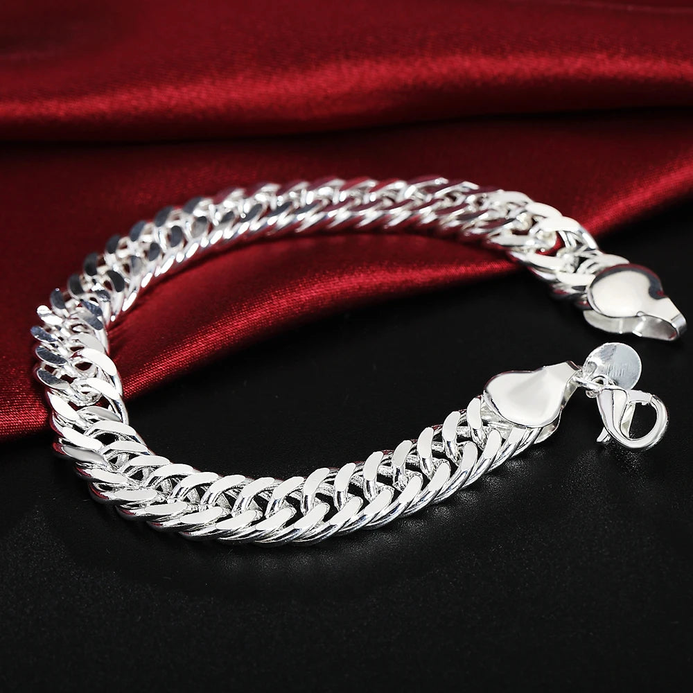 10mm Gold & Silver Chain Bracelet Men Women Noble Wedding Fashion Jewellery