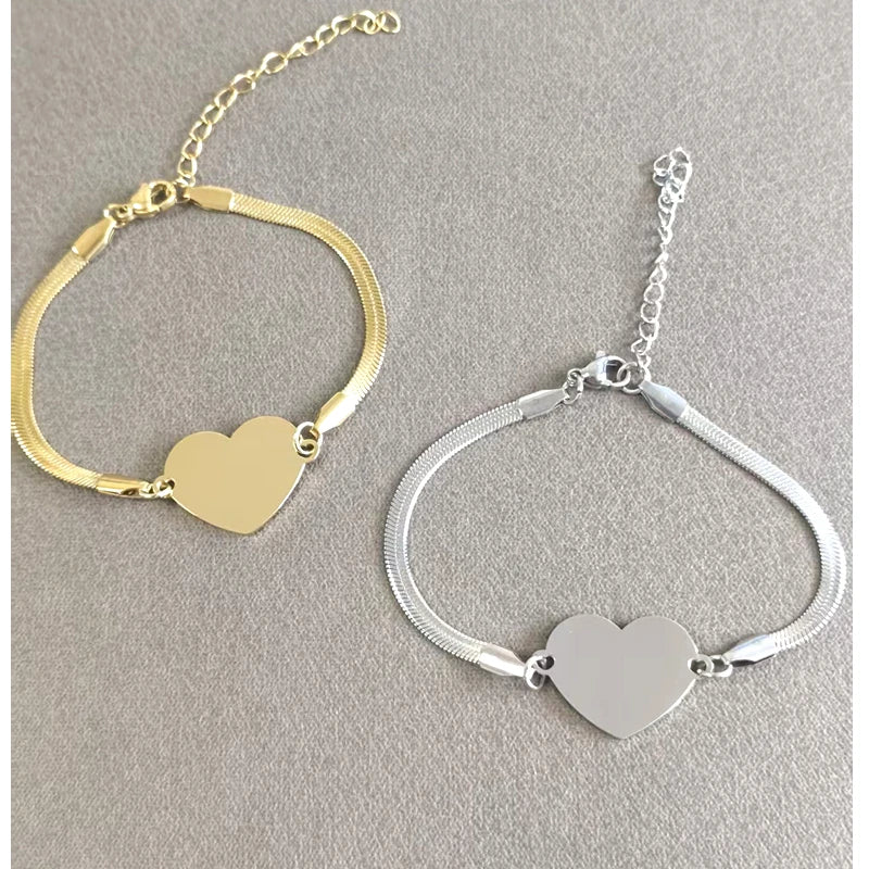 10pc 304 Stainless Steel Heart Pendant Bracelet Mirror Polish Jewellery Gift
