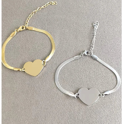 10pc 304 Stainless Steel Heart Pendant Bracelet Mirror Polish Jewellery Gift