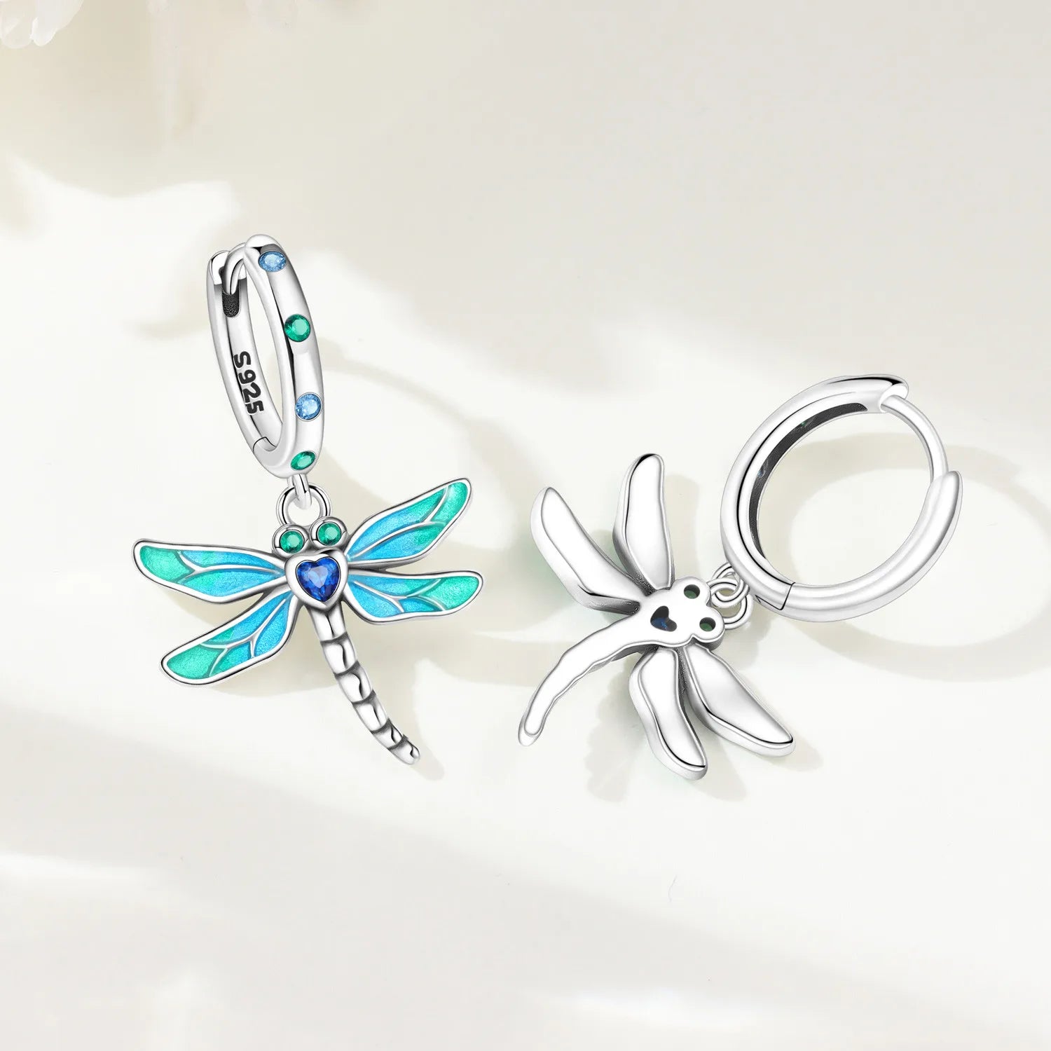 925 Sterling Silver Gradient Dragonfly Insect Drop Earrings Anniversary Gift