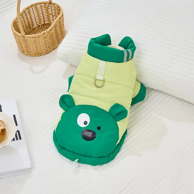 Dog Winter Coat Fleece Jacket Cute Bear Puppy Outfit Warm Winter Clothes
