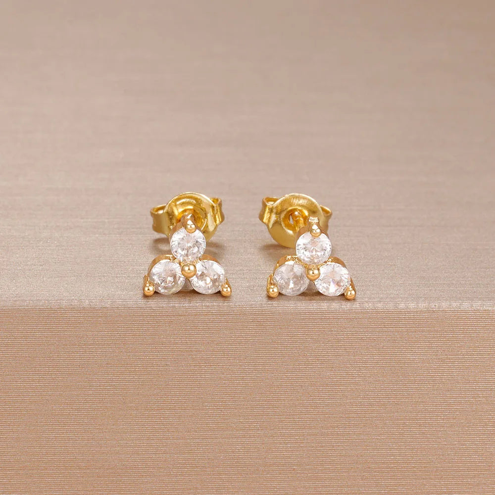 New Stainless Steel Double-layer Circle Huggies Gold Colour Zircon