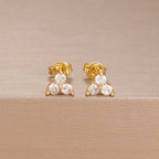 New Stainless Steel Double-layer Circle Huggies Gold Colour Zircon