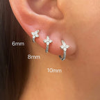 3PCS Simple Flower Zircon Hoop Earrings 18K Gold Plated Steel