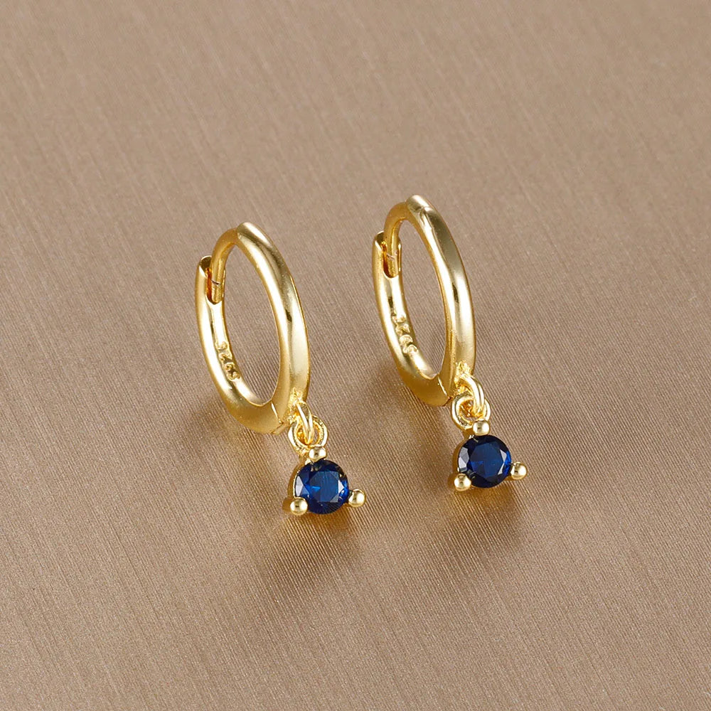 Simple Multicolor Stone Gold Colour Metal Small Dangle Earring