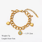 Gold Colour Multilayer Stainless Steel Charm Bracelet Men Women Bangle