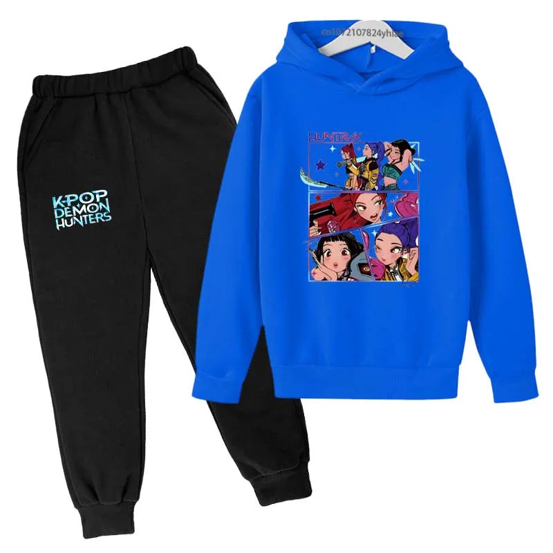 Kids Kpop Demon Hunters Tracksuit Hoodie & Pants Set 2-13 Years Casual Outfit