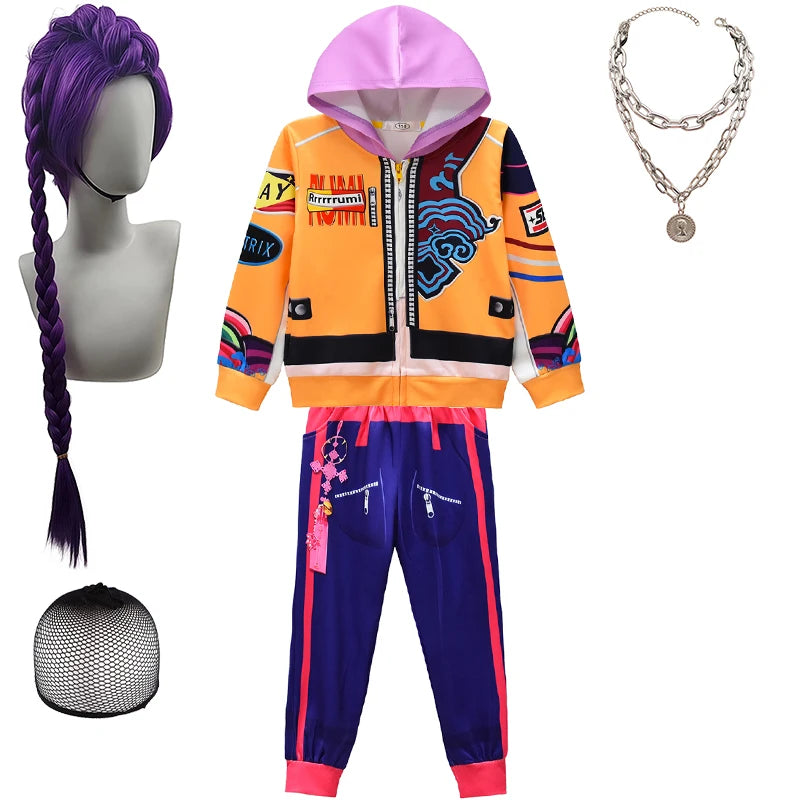 Kids Kpop Demon Hunter Hoodie and Pants Set Fashion Girls Casual Clothing
