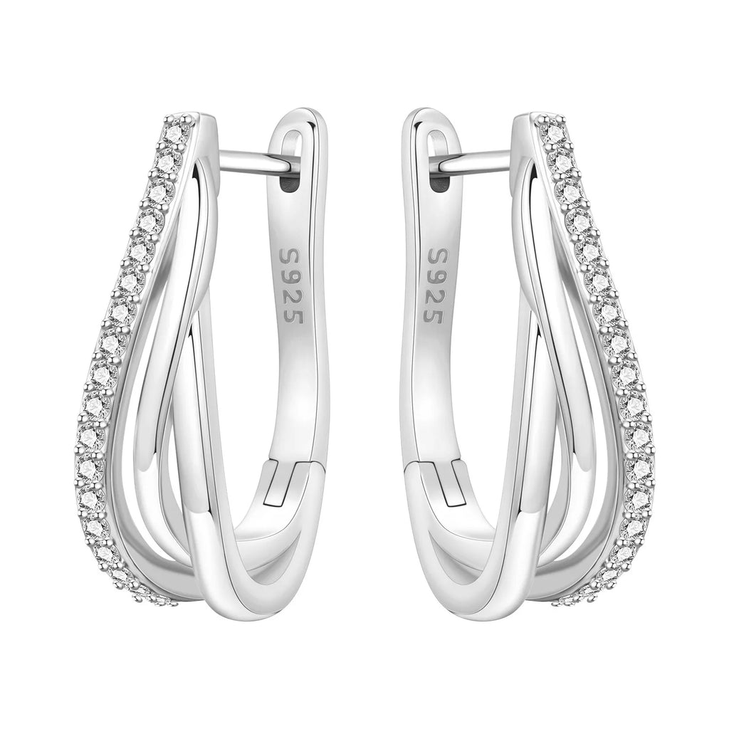 925 Sterling Silver Curve Weaving Large Circle Versatile Hoop Earrings Gift