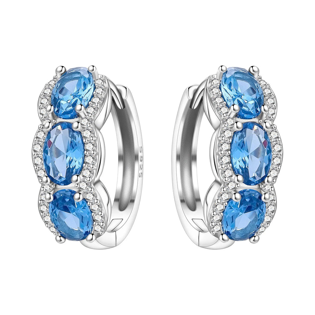 925 Sterling Silver Animal Plant Green Zircon Circle Hoop Earrings Jewellery