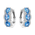925 Sterling Silver Animal Plant Green Zircon Circle Hoop Earrings Jewellery