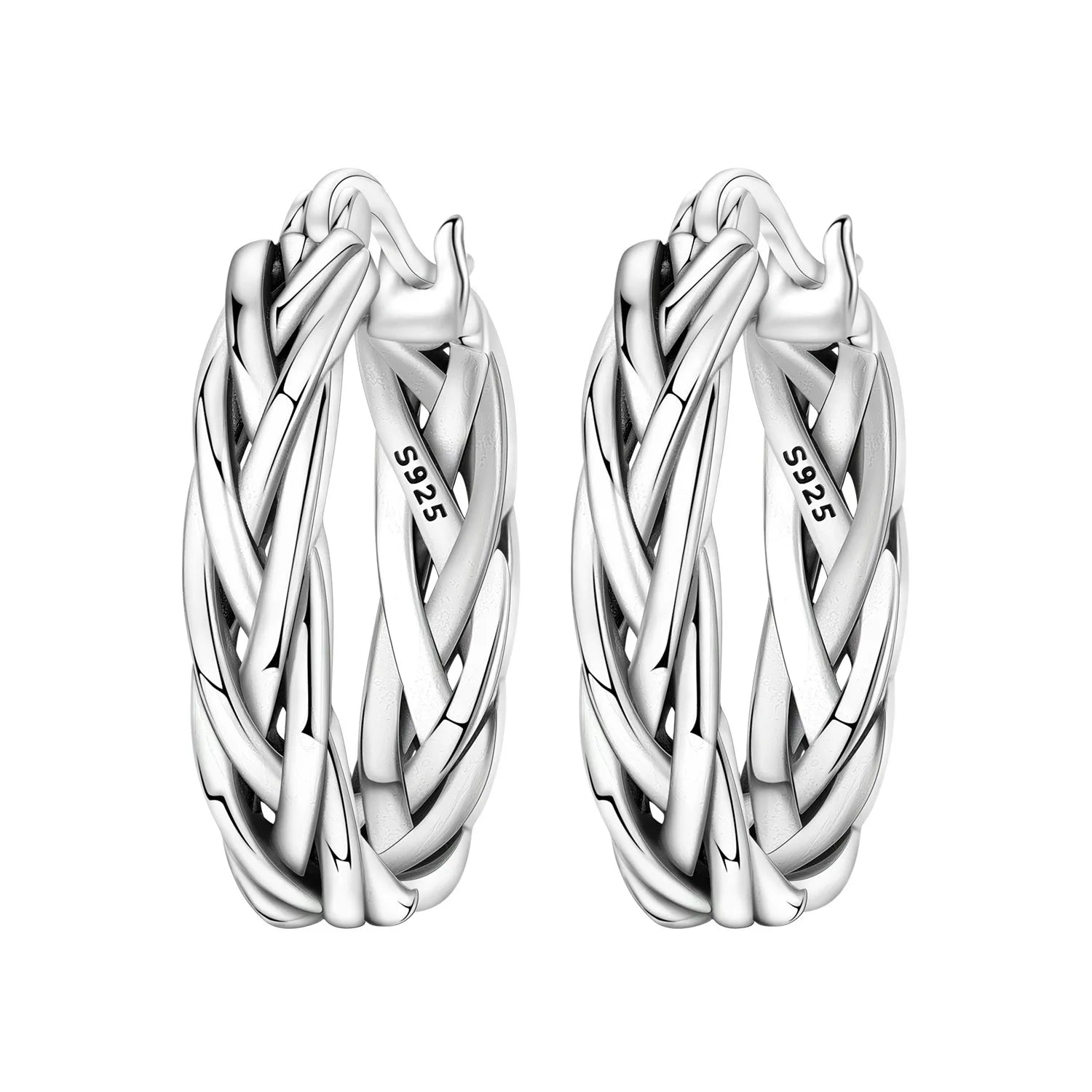 925 Sterling Silver Retro Grass Pattern Versatile Hoop Earrings Birthday Gift