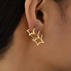 Fashion Stainless Steel Smooth Star Hoop Earrings Women Minimalist