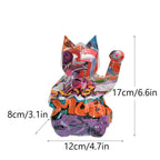 Geometric Abstract Lucky Cat Home Shop Decoration Resin Figurines Wall Shelf Modern Art
